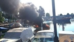 Das brennende Boot im Harder Zollhafen