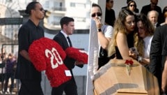 Die Fußball-Welt trauert: Auch Virgil van Dijk (li.) und Andy Robertson (Mitte) nehmen Abschied.