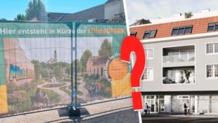 Zwei computergenerierte Ansichten: Die historischen Häuser sind abgerissen. ...