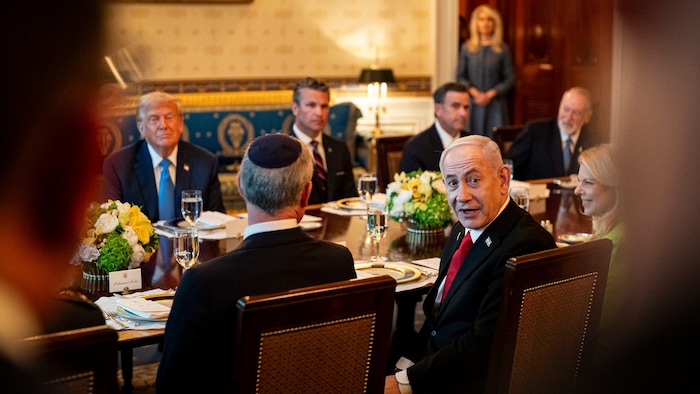 Trump (l.) beim Treffen mit Netanyahu