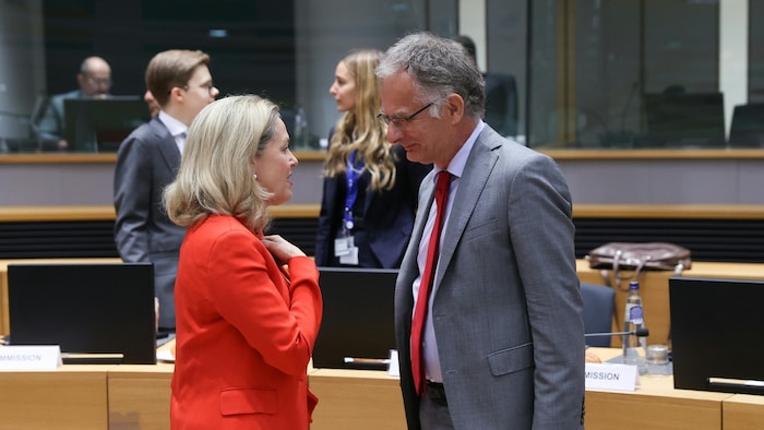 Präsidentin der Europäischen Investitionsbank Nadia Calvino und Finanzminister Markus ...