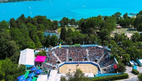 Was für ein Anblick: Der Centercourd im Strandbad Litzlberg