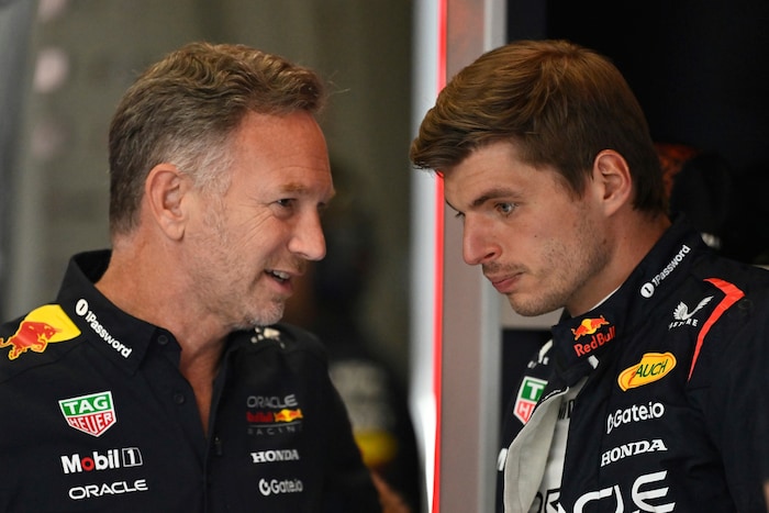 Christian Horner und Max Verstappen (rechts)