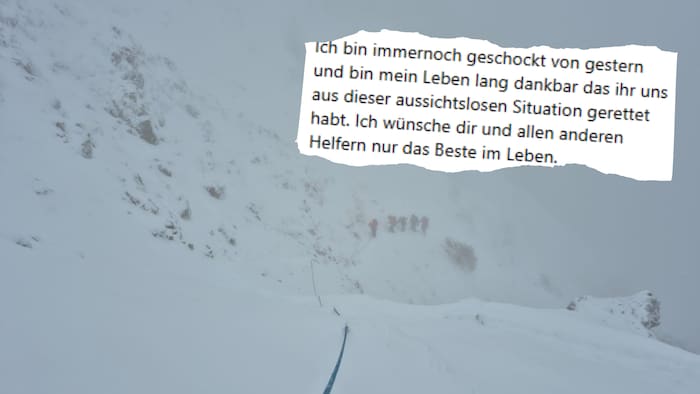 Die aus der Schneehölle Geretteten bedankten sich bei den Einsatzkräften am Tag danach per ...