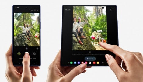 Das Galaxy Z Flip 7 lässt sich aufklappen wie ein Buch und wird so vom Handy zum Tablet.