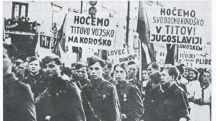 Demonstration der Tito-Partisanen in Klagenfurt (Mai 1945)