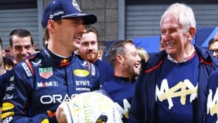 Red-Bull-Star Max Verstappen und Motorsportberater Helmut Marko.