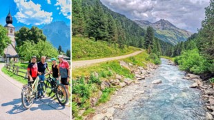 Hatten bei der Tour Spaß: Franz Posch, TVB-Chef Franz Theurl, Verena Weiler (TVB) und Toni ...