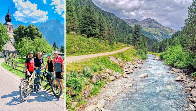 Hatten bei der Tour Spaß: Franz Posch, TVB-Chef Franz Theurl, Verena Weiler (TVB) und Toni ...