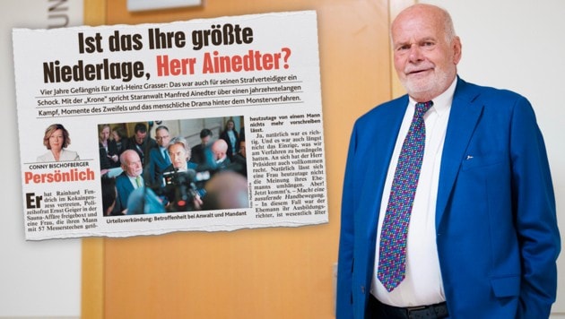 Rechtsanwalt Manfred Ainedter im Wiener Landl in ungewohnter Angeklagten-Rolle.