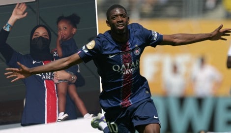 Dembélés stets verschleierte Frau Rima jubelte mit der gemeinsamen Tochter beim Sieg gegen Real ...