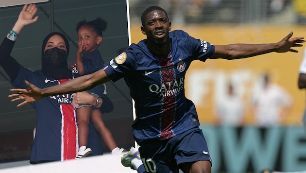 Dembélés stets verschleierte Frau Rima jubelte mit der gemeinsamen Tochter beim Sieg gegen Real ...