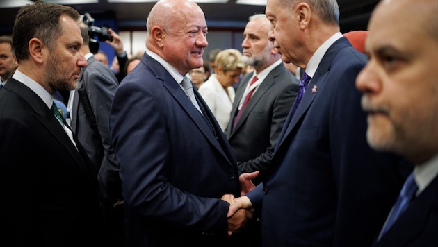 Stocker und Erdogan beim Treffen in Tirana