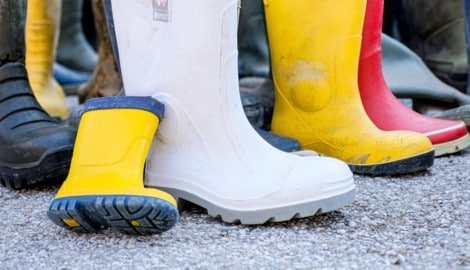 Verschiedene Schuhmodelle – darunter auch Stallstiefel – sollen bei den perversen Abriebtests ...