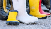 Verschiedene Schuhmodelle – darunter auch Stallstiefel – sollen bei den perversen Abriebtests ...