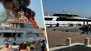 Vorher – nachher: schwere Brandschäden an der Millionen-Yacht.