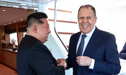 Von links: Nordkoreas Machthaber Kim Jong Un und Russlands Außenminister Sergej Lawrow
