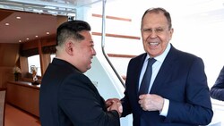 Von links: Nordkoreas Machthaber Kim Jong Un und Russlands Außenminister Sergej Lawrow