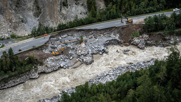 Das Hochwasser an der Ötztaler Ache im Sommer 2023 führte zu enormen Schäden im Bereich der ...