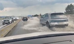In nur wenigen Minuten verwandelte sich die A 2 in eine riesige Wasserpfütze. 