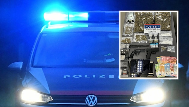 Die Polizei kam dem Verdächtigen auf der Spur. Im kleinen Bild die sichergestellten Drogen und ...