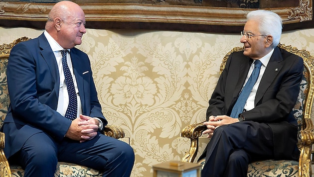 Bundeskanzler Christian Stocker im Gespräch mit Italiens Staatspräsident Sergio Mattarella