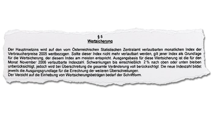 So kann eine betroffene Wertsicherungsklausel aussehen.