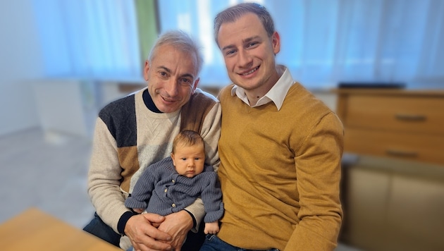 Ein glückliches Familienbild – drei Generationen tragen den Namen Volkart Kienzl. Auch der ...