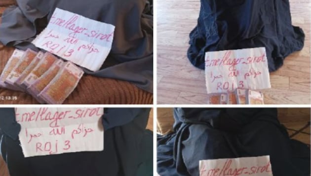 Mit solchen Bildern wurde für Spenden geworben. Die Geldbündel zeigen, wie erfolgreich die ...