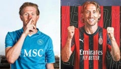 Kevin De Bruyne (li.) heuerte bei Napoli an, Luka Modric (re.) landete bei Milan.