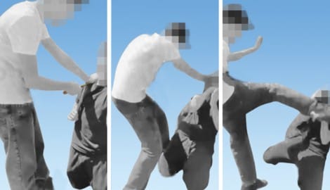 Szenen aus einem Video, das in dem Gymnasium die Runde machte – zum Schutz der Jugendlichen ...