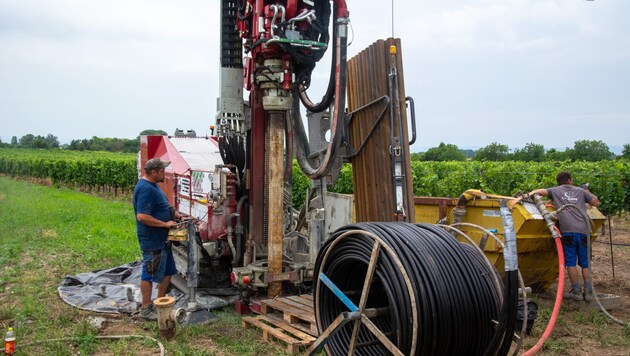 Am Mittwoch fanden am Grundstück der geplanten Klinik Gols Bohr- arbeiten der Firma „Bohr- ...