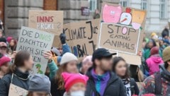 „Fridays for Future“-Demo in Innsbruck, auch hier waren Plakate in allen Variationen zu sehen.