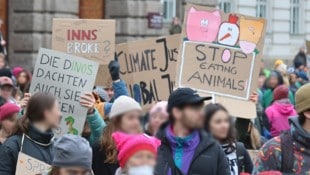 „Fridays for Future“-Demo in Innsbruck, auch hier waren Plakate in allen Variationen zu sehen.