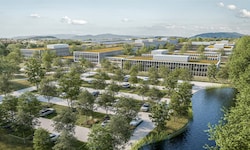 Viel Grün, einzelne Gebäude, Fußwege und eine interne Verkehrsachse: Das geplante ...