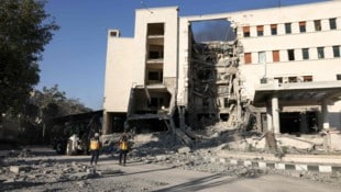 Das von der israelischen Luftwaffe bombardierte Hauptquartier der syrischen Streitkräfte