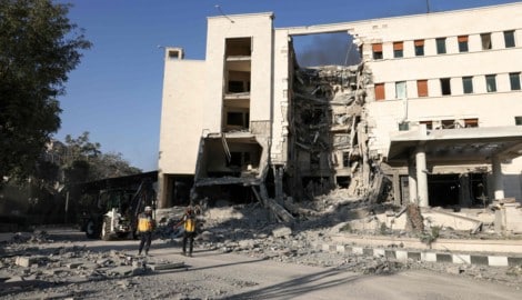 Das von der israelischen Luftwaffe bombardierte Hauptquartier der syrischen Streitkräfte