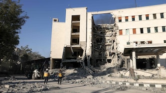 Das von der israelischen Luftwaffe bombardierte Hauptquartier der syrischen Streitkräfte