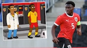 Kreative Spielervorstellung von RC Lens: Samson Baidoo als Simpson-Charakter. 