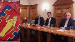 Kassasturz in St. Barbara: Franz Lammer, Bürgermeister Arno Russ (beide ÖVP) und Vize-Ortschef ...