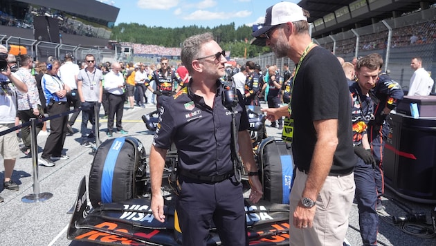 In Spielberg hatte Christian Horner (li.) noch mit Jürgen Klopp auf der Rennstrecke geplaudert. ...