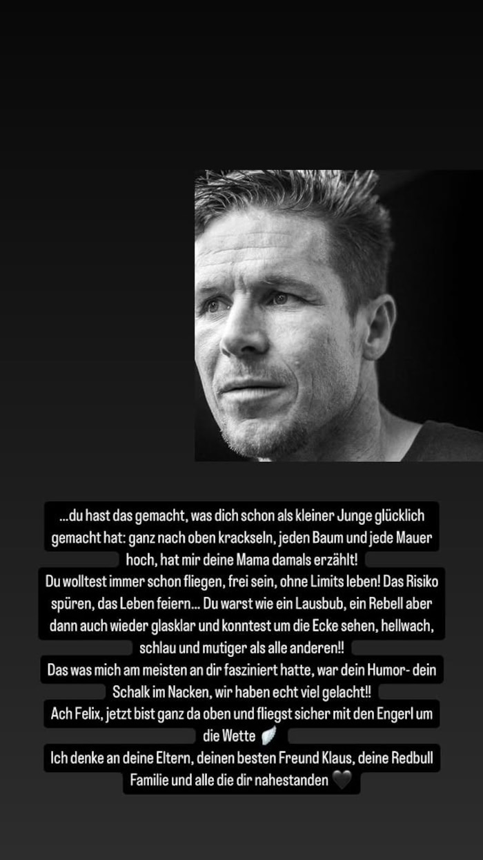 Mit dieser emotionalen Botschaft nimmt Gitta Saxx Abschied von Felix Baumgartner.