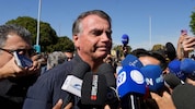 Bolsonaro am Freitag in Brasilia vor der Strafvollzugsbehörde in Brasilia 