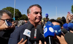 Bolsonaro am Freitag in Brasilia vor der Strafvollzugsbehörde in Brasilia 
