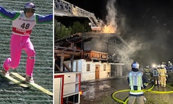 Die Feuerwehr bekämpfte den Brand. Auch Andreas Goldberger gewann einst auf der Schanze in ...