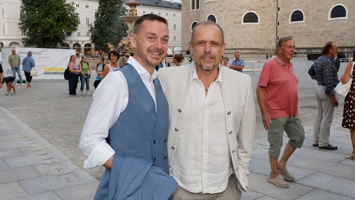 AmfarAR-Gala- Organisator Gery Keszler (re.) mit Lebenspartner Miha Veberic
