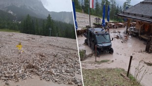 Spur der Verwüstung nach dem Murenabgang im Bereich der Gamsalm in Ehrwald.