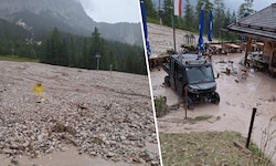 Spur der Verwüstung nach dem Murenabgang im Bereich der Gamsalm in Ehrwald