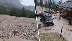 Spur der Verwüstung nach dem Murenabgang im Bereich der Gamsalm in Ehrwald