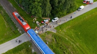 Der Klein-Lkw wurde in die Wiese geschleudert, Lenker und Beifahrer wurden verletzt.